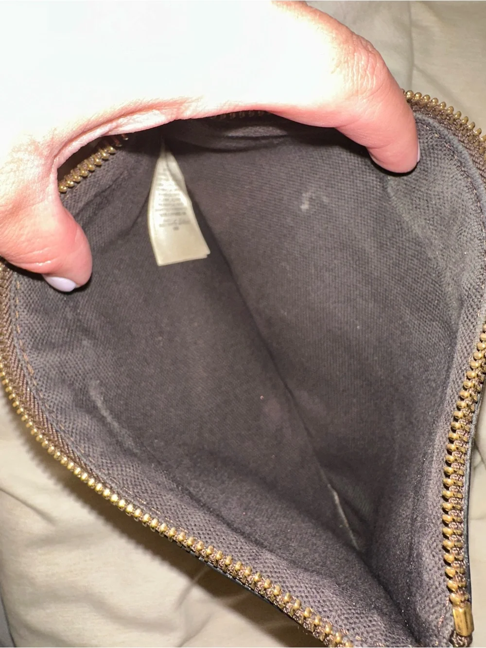 Burberry Tan and Black Check Zip Pouch with Red Accents. 100% authentic